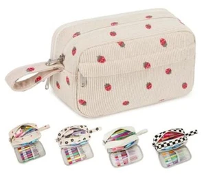 Big Capacity Pencil Case Pencil Pouch Pen Case School Strawberry Beige - Picture 1 of 6