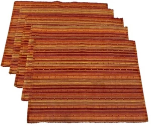 World Market Colorful Striped Placemats- Set Of 5 Yellow-green-orange-red 17x13 - Picture 1 of 3