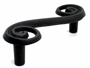 4 x WROUGHT IRON SWIRL HANDLES 76mm cast black cabinet cupboard handle pulls(27) - Picture 1 of 9
