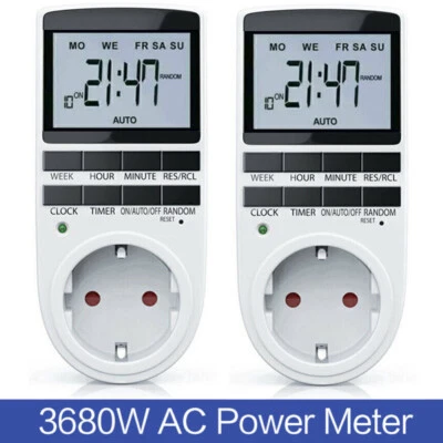2x Zeitschaltuhr Steckdose Timer Digitale Zeitschalter Wochenzeitschaltuhr 3680W - Bild 1 von 4
