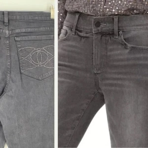 NYDJ Dark Wash Jeans Straight Fit Lift x Tuck Women’s Sz 10 Rhinestone Pockets - Picture 1 of 12