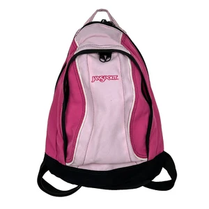 Vintage Jansport Half Pint Backpack Mini Pink and Black Padded Straps 2 Sections - Picture 1 of 9