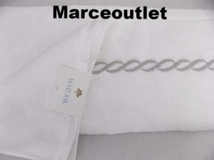 Matouk Milagro Classic Chain Embroidered 30 X 60 in Bath Towel White - Silver - Picture 1 of 3