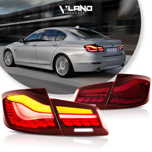 RED Vland FULL LED Tail Lights For BMW 5-Series 2011-2016 W/Sequential&Animation