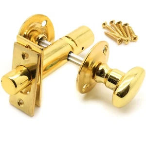 QUALITY BRASS PRIVACY THUMB TURN+SCREWS Bathroom Toilet Door Security Lock Bolt - Picture 1 of 13