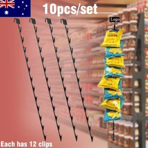 10 PCS Snack Clip Strip Merchandise Display Metal Hanging Rack with 12 Clips - Picture 1 of 12