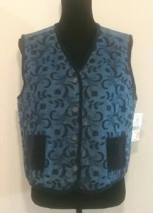 Susan Bristol Casuals Womens Denim Embroidered Vest Size L New - Picture 1 of 9