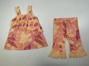 Naartjie Girls Orange 100% Cotton Tank Top Cropped Pants 2Pc Set 5 6 - Picture 1 of 11