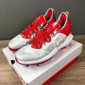Under Armour Baseball Cleats UA Harper 8 Low ST White/Red Men's Size 6.5 - Picture 1 of 13