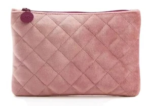 February 2020 Pink Quilted Velvet Ipsy Cosmetic Makeup Clutch Glam Bag only - Picture 1 of 2