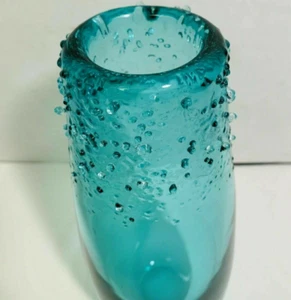 Jarrón Bohemia Arte Vidrio Aguamarina Azul Svobodova Galaxia Estilo Checo Bohemio - Imagen 1 de 5