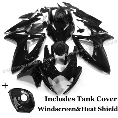 Glossy Black Fairing Kit w/ Tank Cover For Suzuki GSXR600/750 2006-2007 Bodywork - Imagem 1 de 4