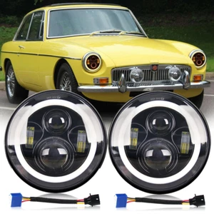 Pair 7Inch Round LED Headlights Halo Projector DRL Lamps for MG MGB GT 1966-1980 - Bild 1 von 12