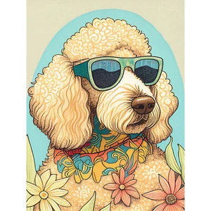 Poodle Dog Sunglasses Bandana Daisies Huge Wall Art Poster Print Giant - Picture 1 of 5