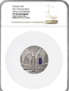2017 Palau Tiffany 2oz Chapter House of Wells Cathedral Coin Ngc Pf70