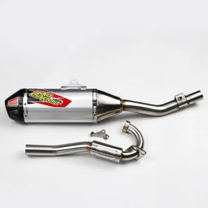 Racing Full System Exhaust Pipe Kit FOR KAWASAKI KLX140 KLX140L SILVER CARBON - Picture 1 of 8