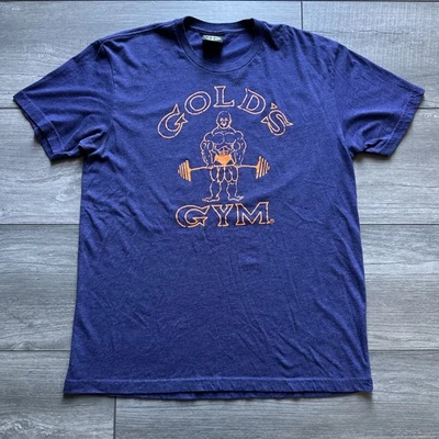 GOLDS GYM T SHIRT VENICE CALIFORNIA BLUE ORANGE WEIGHTLIFTING WORLD BODYBUILDING - Image 1 of 4