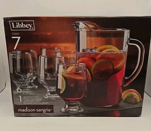 Libbey Madison Sangria Set. Pitcher And 6 Glasses.  New in Box - Picture 1 of 8