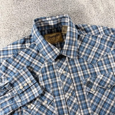 Wrangler Retro Western Plaid Pearl Snap Long Sleeve Shirt Sz L  - Image 1 of 4