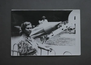 Vintage 1960s Photo – Woman Soviet Rocket Amusement Ride – USSR Space Race - Picture 1 of 2