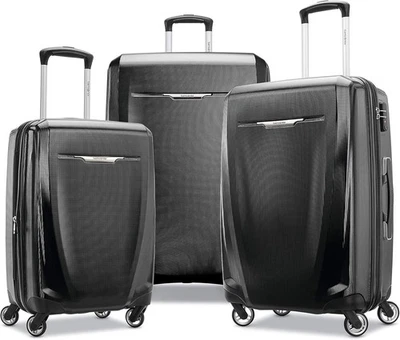 SAMSONITE WINFIELD 3 DLX HILANDEROS DE EQUIPAJE RÍGIDO JUEGO DE 3 PIEZAS 20/25/28 - NEGRO Foto 1 de 4