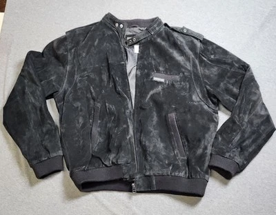 Chaqueta de cuero de gamuza negra Members Only para hombre talla grande  Foto 1 de 4