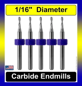 1/16"  End Mill, Two-Flute,Carbide, .250" Depth, FIVE Pieces Made in USA UMT114 - Picture 1 of 5