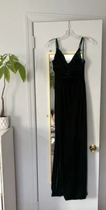 Green Dark Velvet Slit Dress - Picture 1 of 2