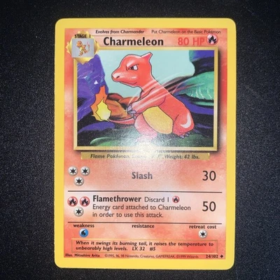 VTG Rare  Edition Charmeleon Pokémon Card 24/102 Common NON-HOLO - Image 1 of 4