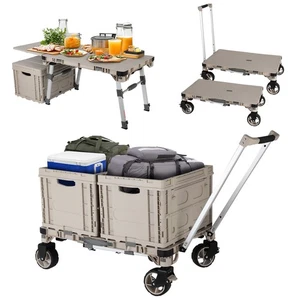 3 in 1 Tragbarer Campingtisch Faltbar, Plattform LKW Wagen, Arbeitstisch Dolly - Bild 1 von 7