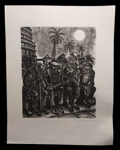 Signed FRITZ EICHENBERG Wood Engraving LAST SUNSET - Picture 1 of 4