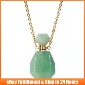 Natural Green Aventurine Gemstone Quartz Crystal Perfume Bottles Pendant Amulet - Picture 1 of 1