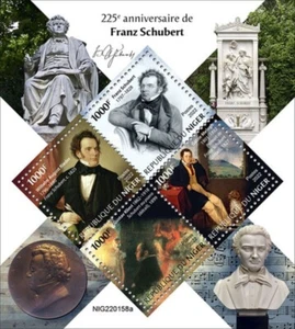 Níger - Franz Schubert & Paintings 2022 - Hoja de 4 sellos - NIG220158a - Imagen 1 de 1