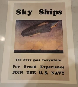 VINTAGE Navy Recruitment Poster SKY SHIPS - MILITARY 16x20 - Picture 1 of 4