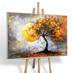 Leinwand Bild Baum Vollmond Abstrakt Bunt Wandbilder XXL Wohnzimmer 5262A - Bild 1 von 18