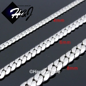 18-40"MEN Stainless Steel 3/4/5/6/8mm Silver Miami Cuban Curb Chain Necklace*155 - Picture 1 of 6