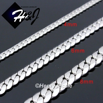 18-40"MEN Stainless Steel 3/4/5/6/8mm Silver Miami Cuban Curb Chain Necklace*155 - Image 1 of 4