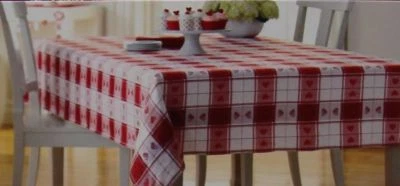 Valentine's Day Red & White with Heart Jacquard 52x70 Oblong Tablecloth NWT - Image 1 of 2