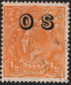 HALFPENNY ORANGE KING GEORGE V - C de una sobreimpresión WMK "OS" - USADO FINO (A23477) - Imagen 1 de 1