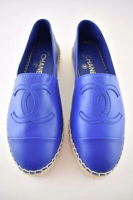 Chanel 19C Azul Piel de Cordero Logo CC Doble Suela Alpargata Ballet Plana 35 Foto 1 de 4