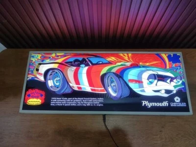 Large Plymouth Color Chip Cuda backlit sign Cuda  Plymouth Rapid Transit Sign - Image 1 of 4