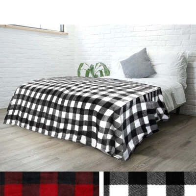 Plaid Buffalo Checkered Fleece Throw Blanket Soft Holiday Accent Decor Blanket - Image 1 of 4