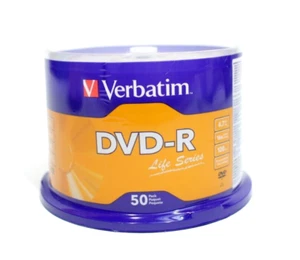 Verbatim 97176 DVD-R Life Series Storage Media Silver 50 Discs 120 min 4.7GB 16x - Afbeelding 1 van 2