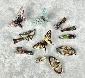 Hair Accessory Antique Vintage Collection Butterfly Misc Hair Clips Lot of 11 - Picture 1 of 7