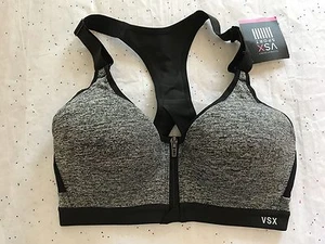 VICTORIAS SECRET INCREDIBLE BLACK GREY SPORT BRA NWT 54A2 MAX SUPP FRONT CLOSE - Picture 1 of 5