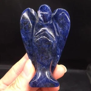 Natural Blue Sodalite Quartz Crystal Carved Angel Statue Reiki Healing Decor 1Pc - Imagen 1 de 20
