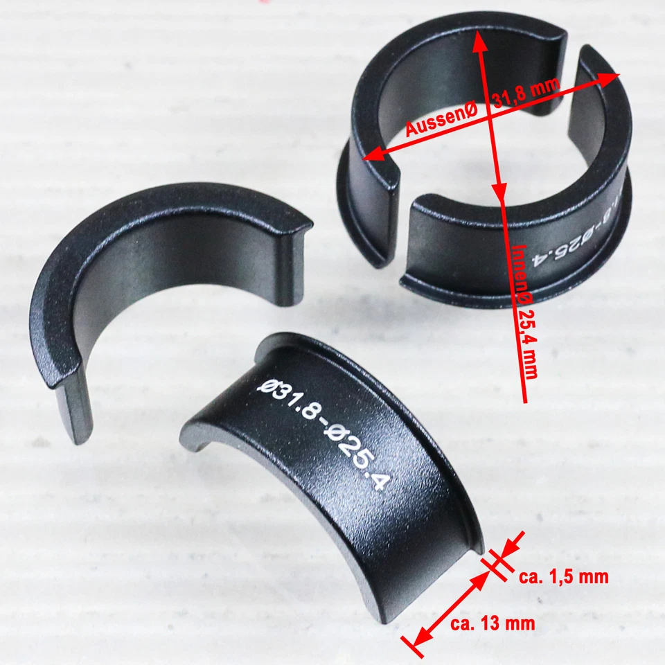 HUMPERT Adapter Hülse für Lenker zu Vorbau Klemmung von 25,4 auf 31,8 mm Durchmesser