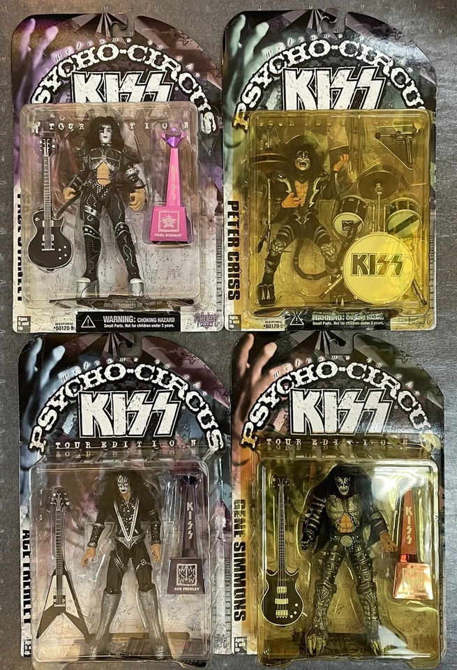 LOTE de 4 figuras de Psycho Circus KISS Gene Simmons Ace, Peter Paul McFarlane 1998 NUEVO Foto 1 de 4
