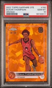 👑 AUSAR THOMPSON 2022-23 TOPPS CHROME SAPPHIRE OTE VARIATION ORANGE🍊/25 PSA 10 - Picture 1 of 3