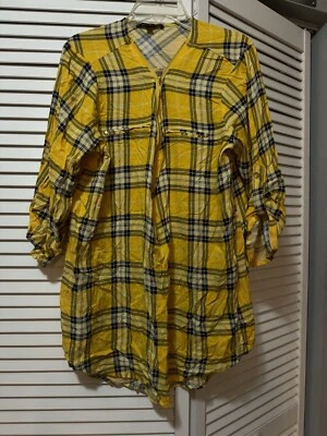 NWT Miss Lili Women Yellow Long Sleeve Blouse Size 1X - Image 1 of 4